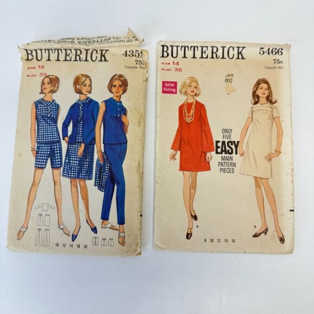 Butterick Vintage Sewing Patterns 4359 5466‎ Lot of 2